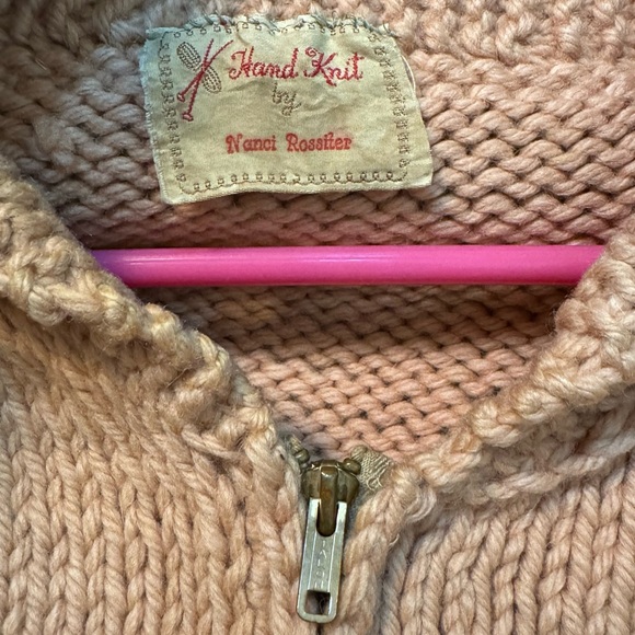 Vintage 60’s Cowichan Moose Nature Hand Knit Zip Up Sweater Talon Zipper Size XL - Picture 7 of 7